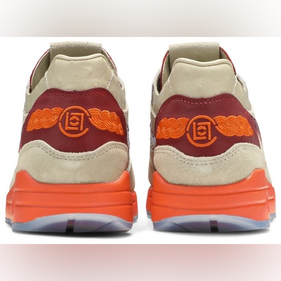 Nike x CLOT Air Max 1 Kiss of Death 2021 Tan Orange Sneakers - Picture 4 of 14